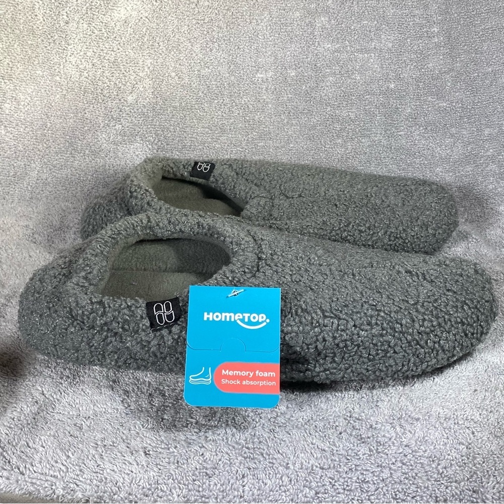 HomeTop Slippers Shoes Women’s Size 10.5 Gray Slip On New With‎ Tags